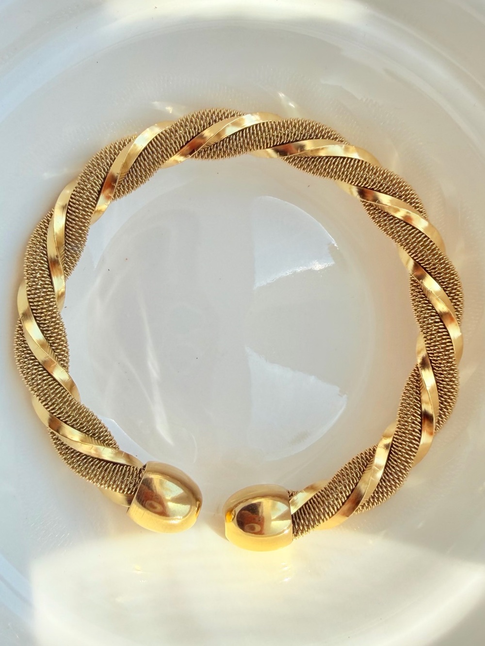 Gold-Tone Twisted Mesh Cuff Bracelet
